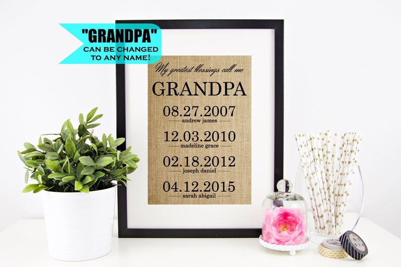 Personalized Gift for Grandpa Fathers Day Gift for Grandfather Gifts from Grandkids Gift Sign