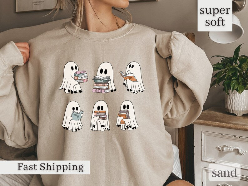 Ghost Reading Shirt, Teacher Halloween Shirt, Librarian Shirt