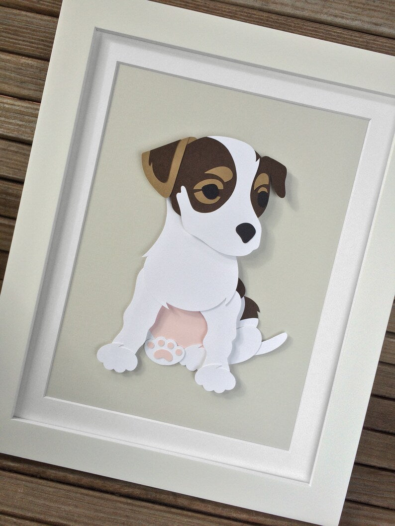 Custom Paper Pet Portrait, Birthday Gift, Cut Paper Art