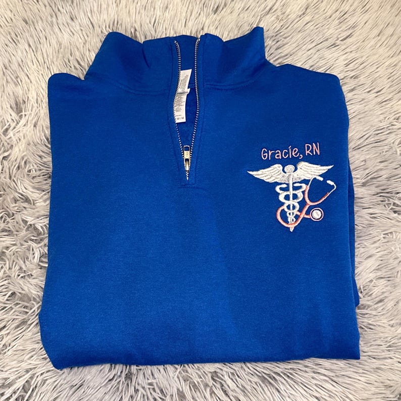 Embroidered RN 1/4 Quarter Zip Sweatshirt, Nurse Jacket