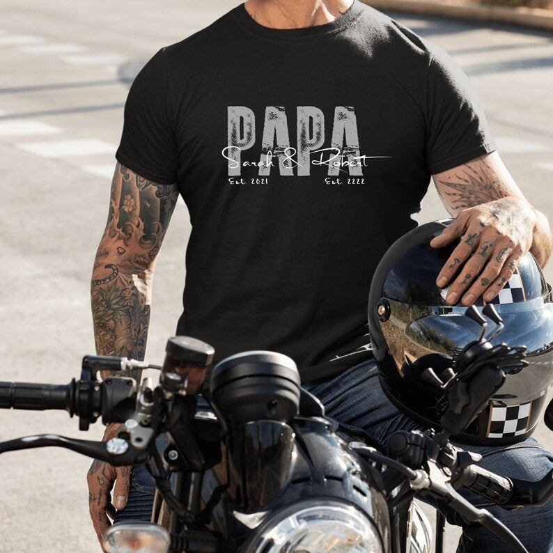 PAPA T Shirt Personalized Gifts For Dad, Father's Day Gift