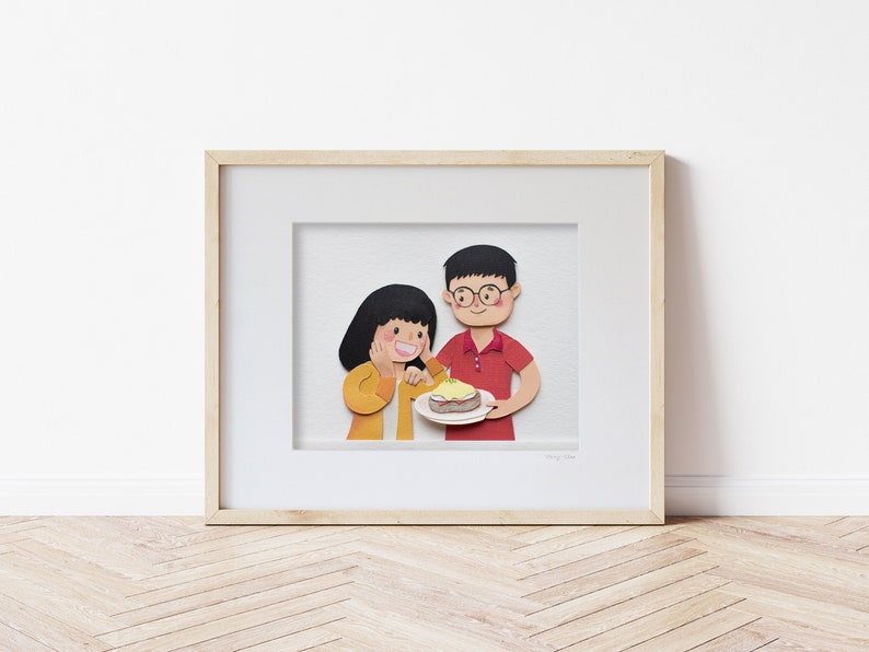 Custom Paper Portrait, Anniversary Gift, Cartoon Portrait