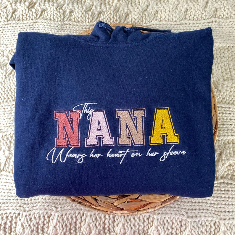 Custom This Nana Wears Her Heart On Her Sleeve Sweatshirt With Kids Names