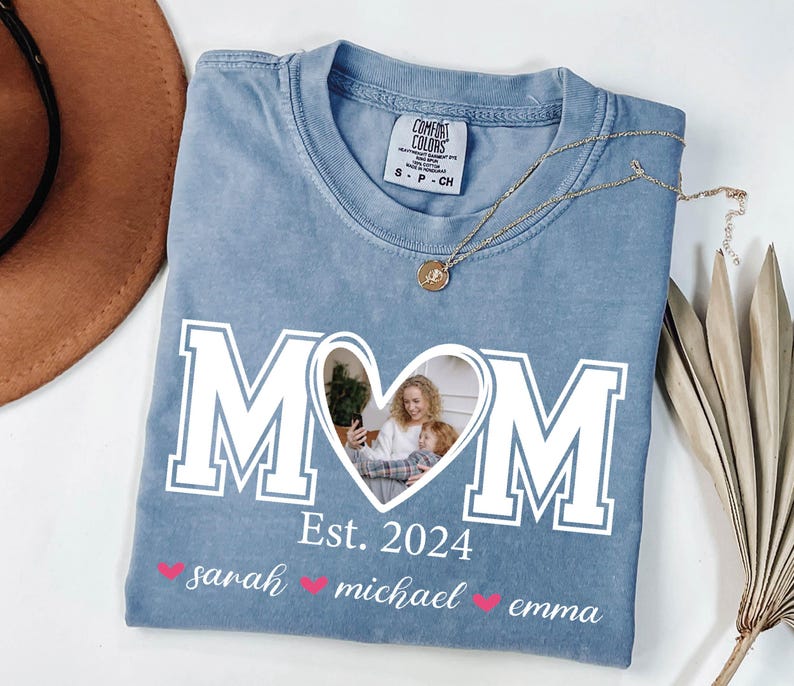 Custom Mom Photo Shirt with Kids Names