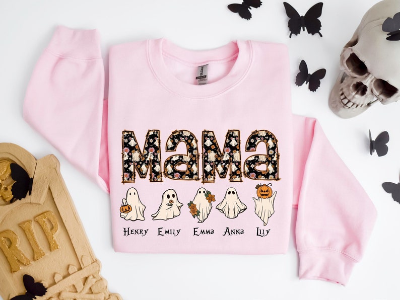 Personalized Halloween Mama Sweatshirt,Spooky Mama Shirt,Gift for Mom, Spooky Mom Sweatshirt