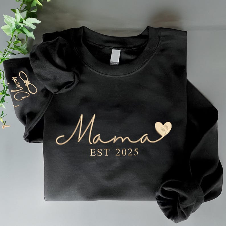 Custom Mama Embroidered Sweatshirt, Personalized Mama Crewneck