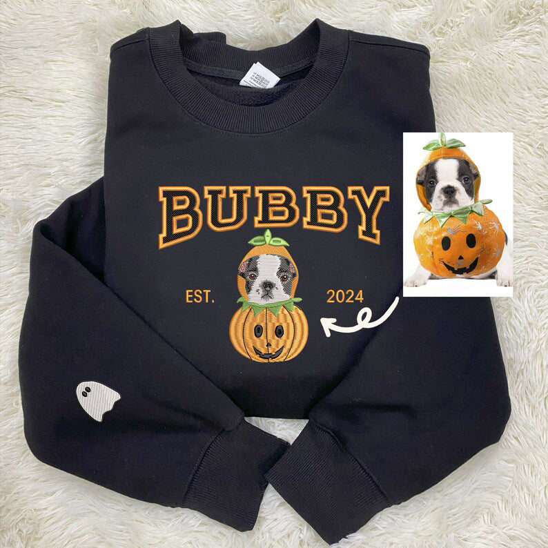 Custom Pet Name Halloween Embroidered Sweatshirt