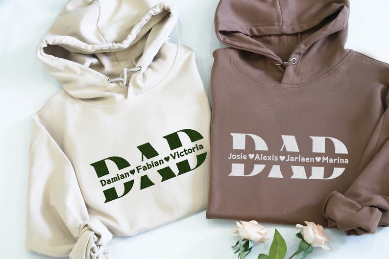 Custom DAD Embroidery Sweatshirt With Kids Name, Personalized DAD Hoodie, Father's Day Gift, Gift For Dad