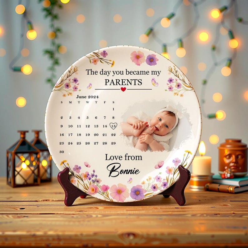 Personalized Photo Ceramic Plate, Birthday Gift For Mother Daughter