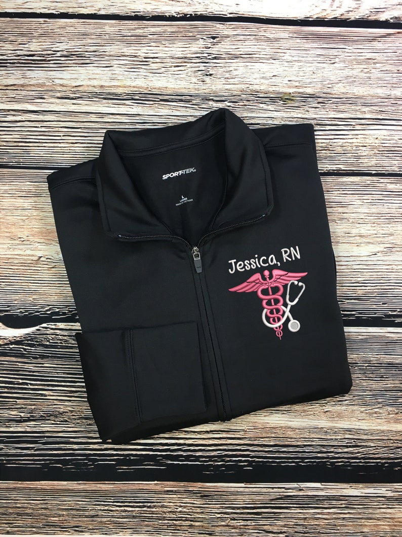 Personalized Embroidery Nurse Stethoscope RN Jacket | RN Zip Sweatshirt