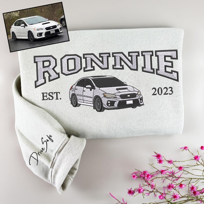 Personalized Car Photo Embroidered Sweatshirt For Men