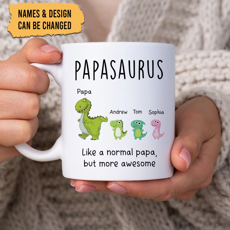 Personalized Papasaurus Mug, Father's Day Mug Gift, Mug for Dad