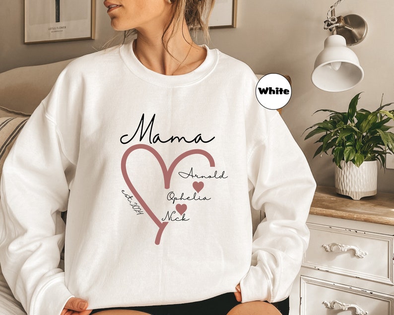 Custom Mom Sweatshirt With Date With Children Names, Cute Mommy Outfit Gift