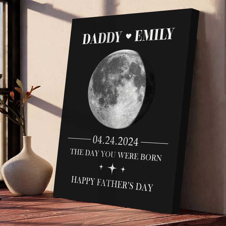 Custom Moon Phase by Date Wall Art Gift for New Dad