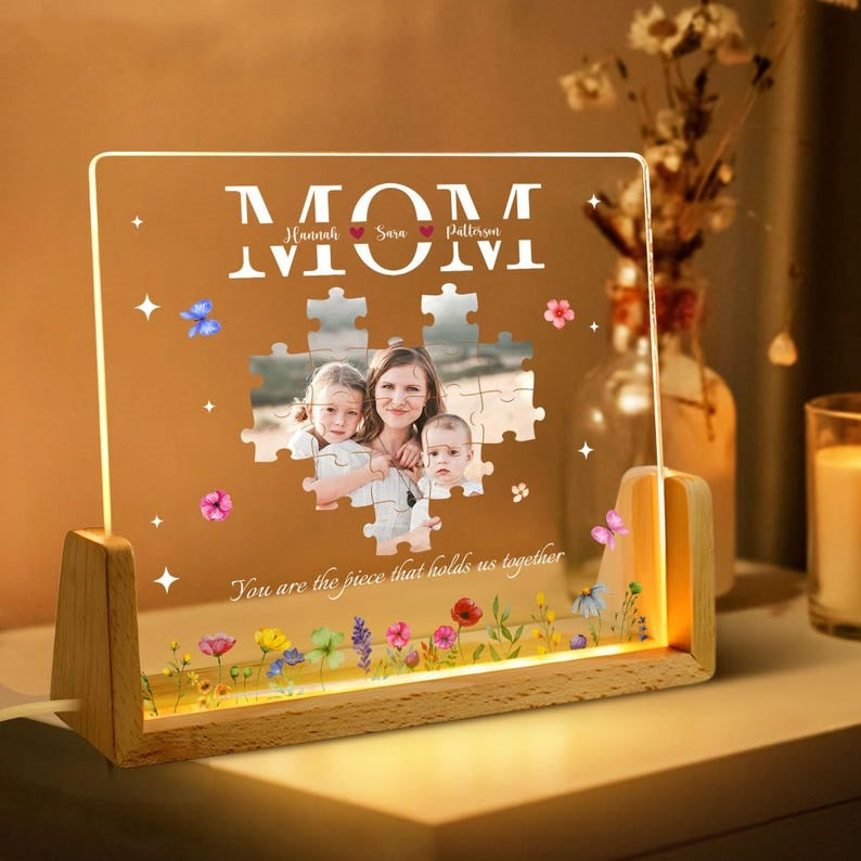 Personalized Photo Night Light, Gift From Daughter To Mom, Mother's Day Gift