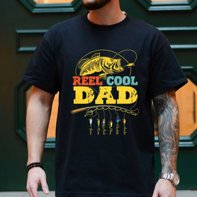 Personalized Reel Cool Dad Fishing Shirt, Vintage Dad Shirts