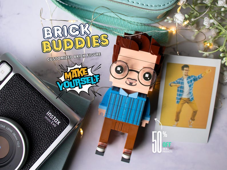 Personalized Brick Buddies Gift, Custom Brick Figure From Photo