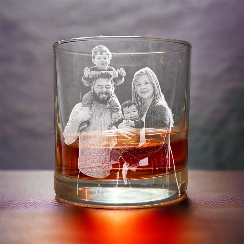 Engraved Personalized Famliy Photo Whiskey Glass