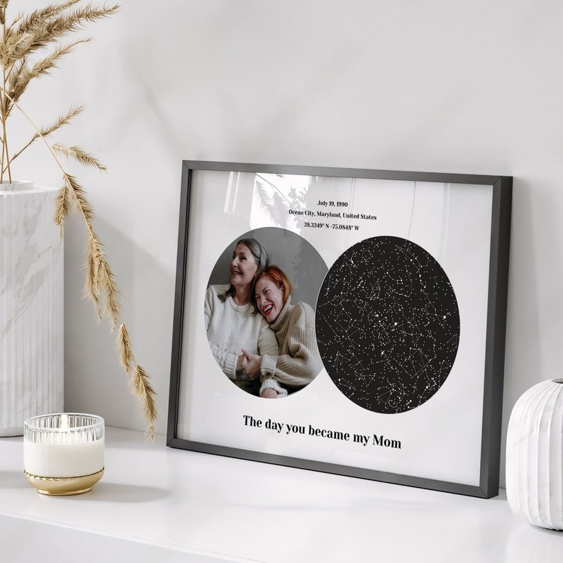 Custom The Day You Became My Mom Star Map Unique Gift For Mother‘s Day