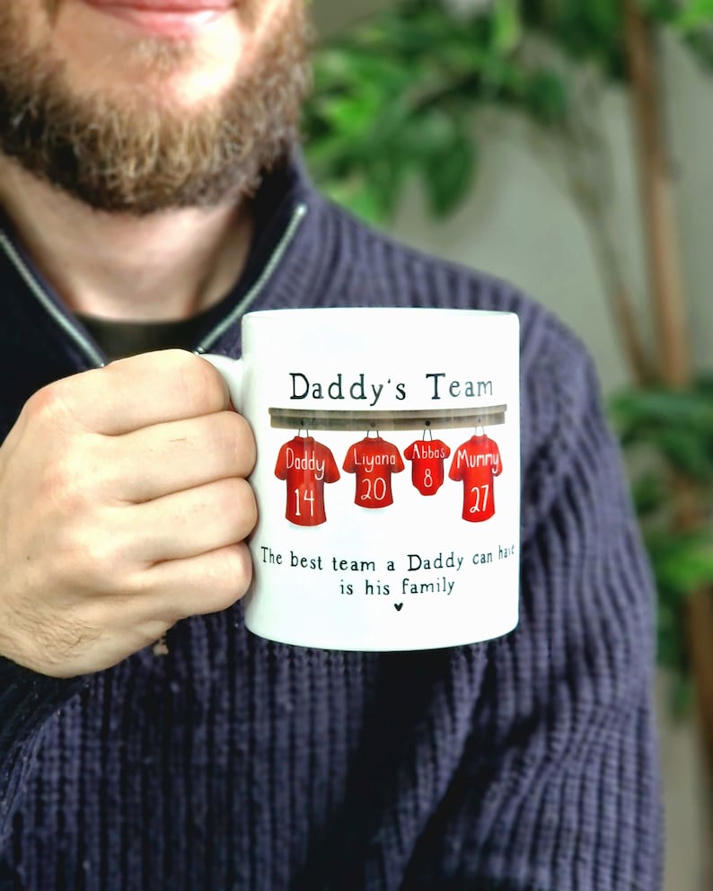 Personalised Mug for Him, Dads Football Team Mug, Birthday Gift for Daddy, Football Dad Gifts