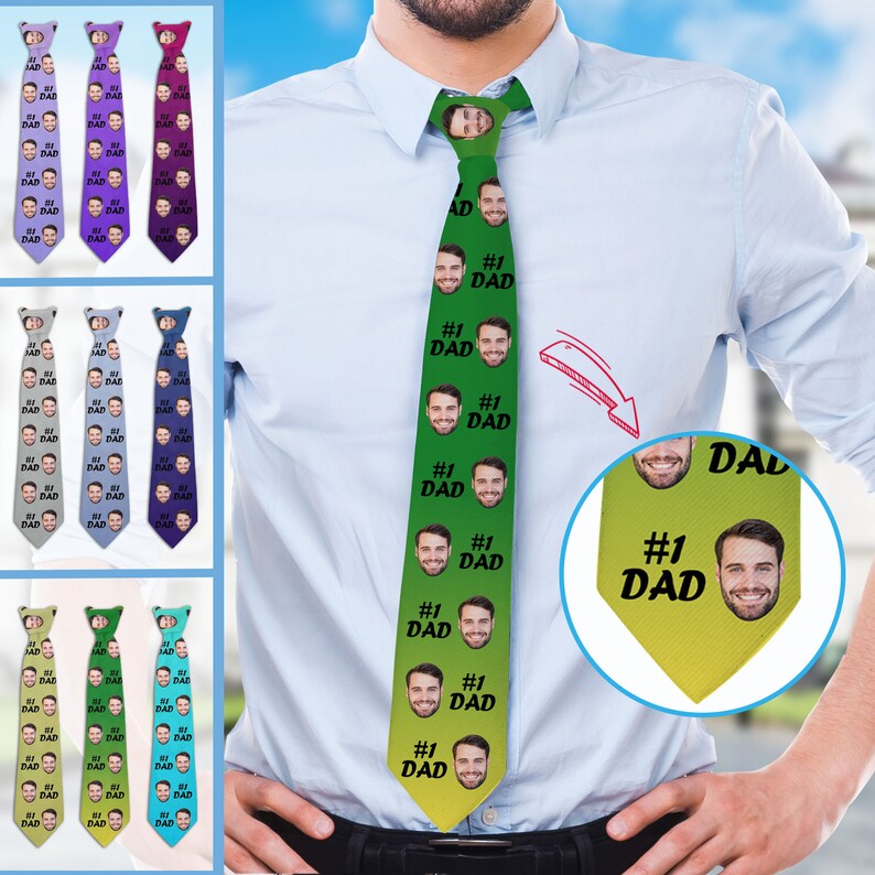 Dad Necktie,Custom Face Necktie,Name on Tie,Custom Father's Day Neck Tie