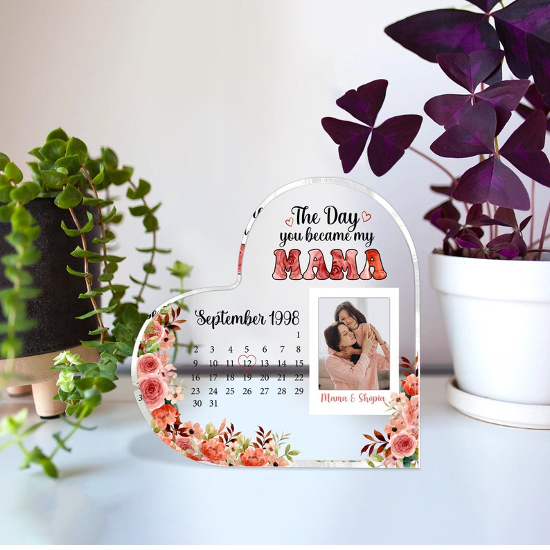 Personalized The Day You Became My MAMA Photo Acrylic Plaque