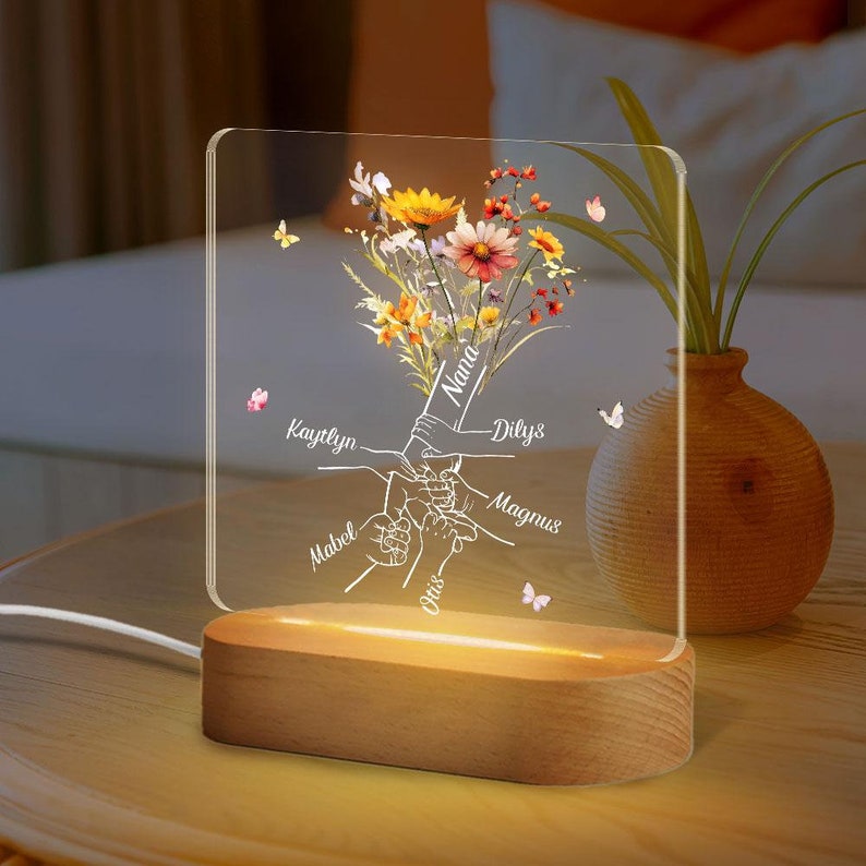 Custom Grandma/Mother Holding Hands LED Night Light,Mother's Day Gift