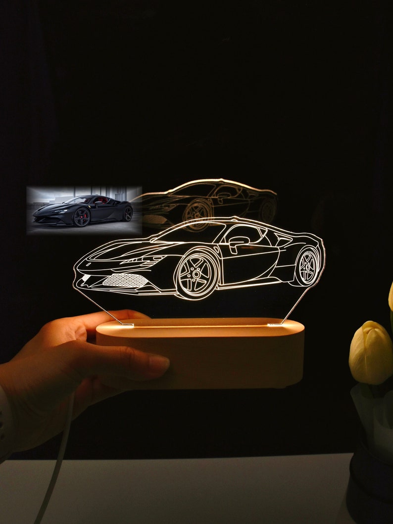 Engrave Sports 3D Photo Car Night Light