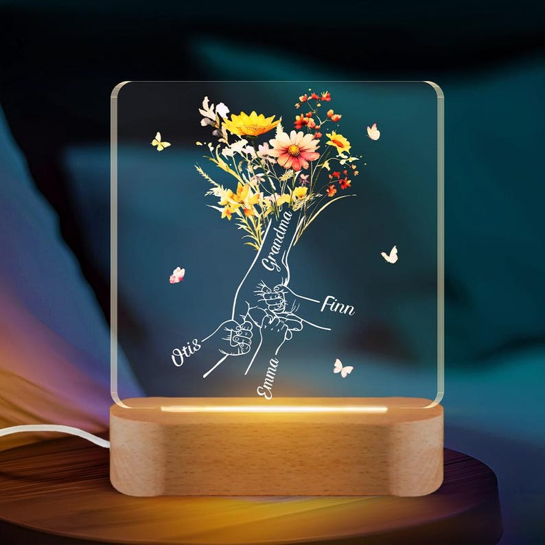 Custom Grandma/Mother Holding Hands LED Night Light,Mother's Day Gift