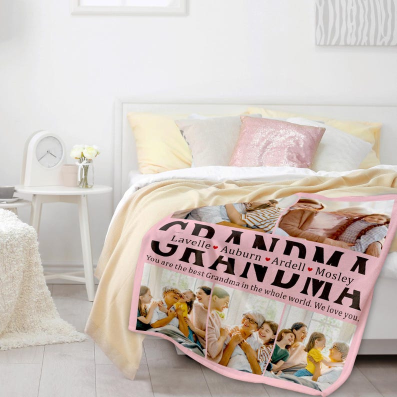 Personalized Grandma Blanket, Custom Blankets with Photos, Mothers Day Gifts