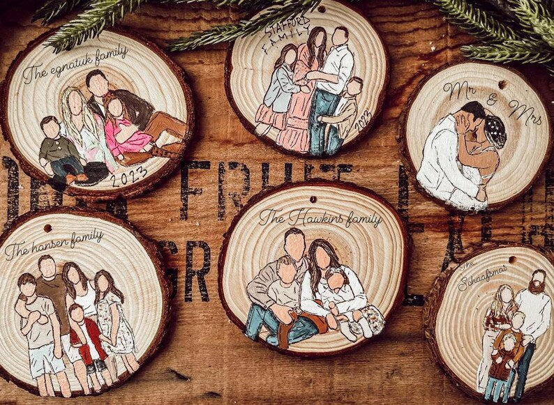 Personalized Family Portrait Christmas Ornament Gift