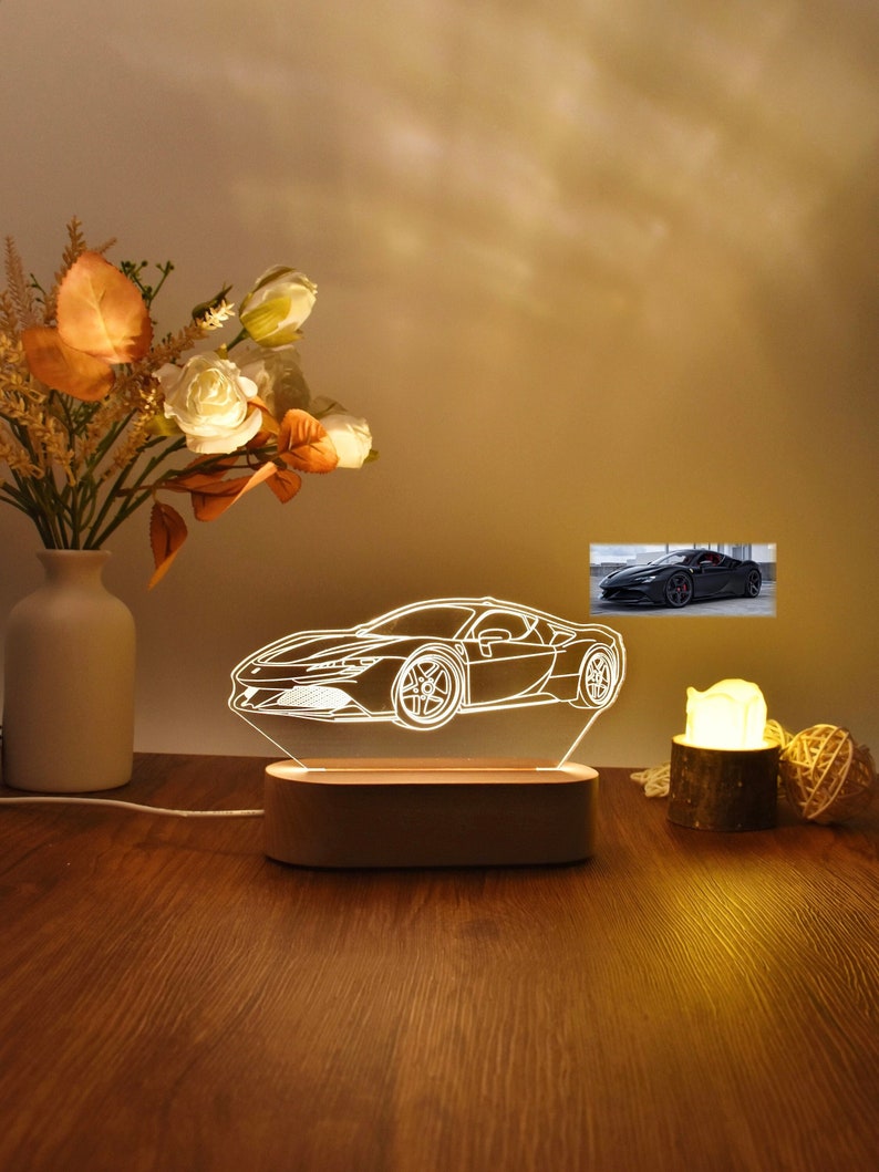 Engrave Sports 3D Photo Car Night Light