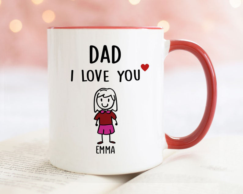 Dad Mug, Fathers Day Gift From Daughter Son Kids Wife Dad Gift Funny Coffee Cup Personalized Stick