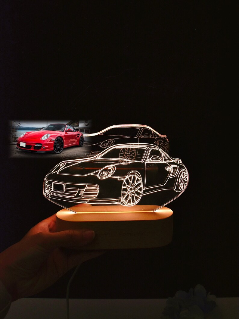 Custom Car Sketch Night Light 3D Photo Lamp