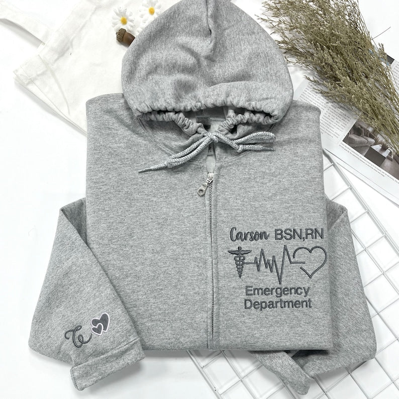 Personalized Embroidered Physician Assistant Full Zip Nurse Sweatshirt