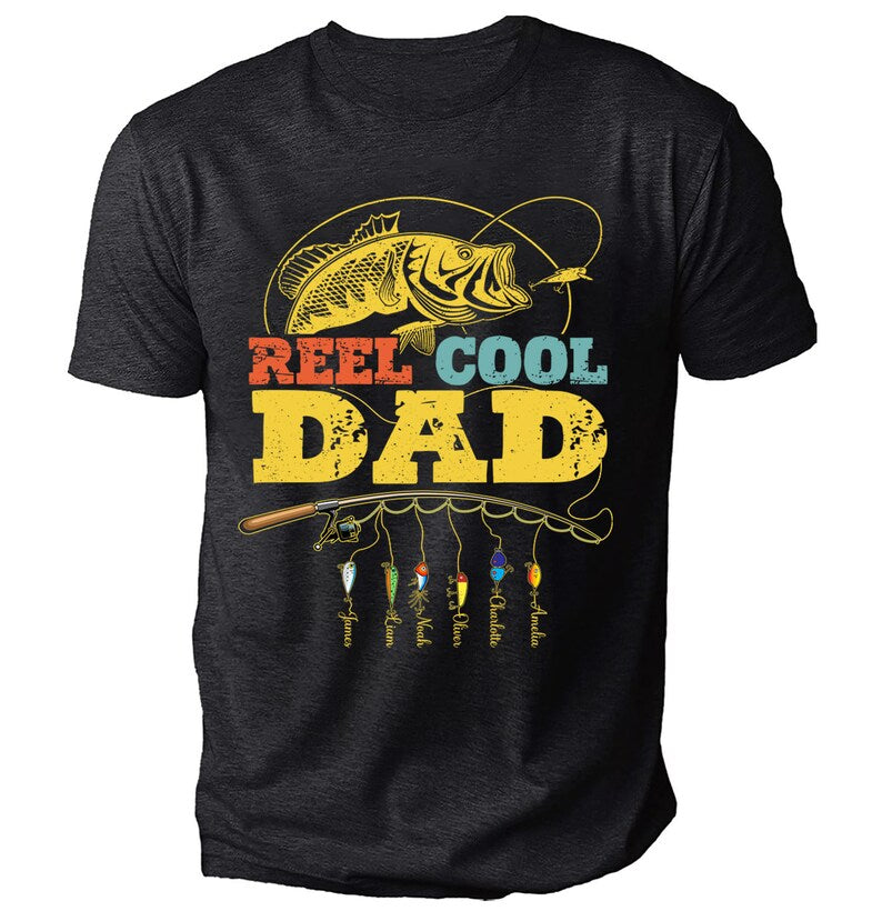 Personalized Reel Cool Dad Fishing Shirt, Vintage Dad Shirts