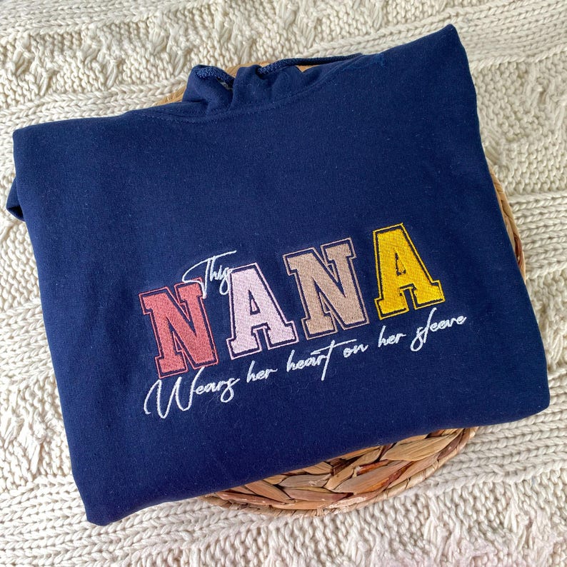 Custom This Nana Wears Her Heart On Her Sleeve Sweatshirt With Kids Names