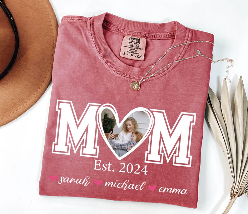 Custom Mom Photo Shirt with Kids Names