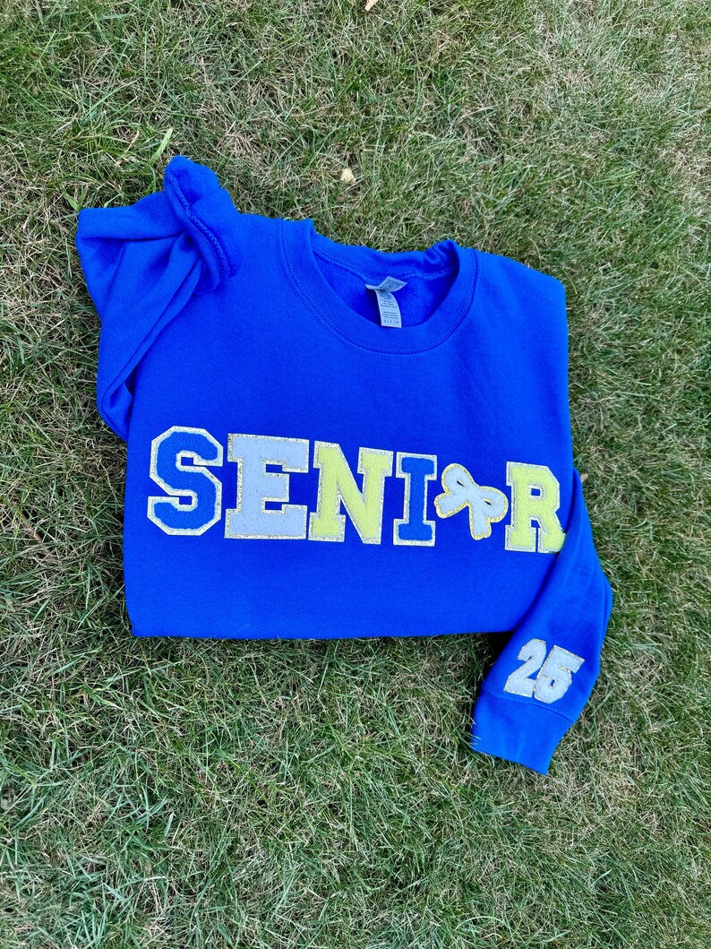 Custom Class Of 2025 Chenille Patch Shirt For Graduation Crewneck