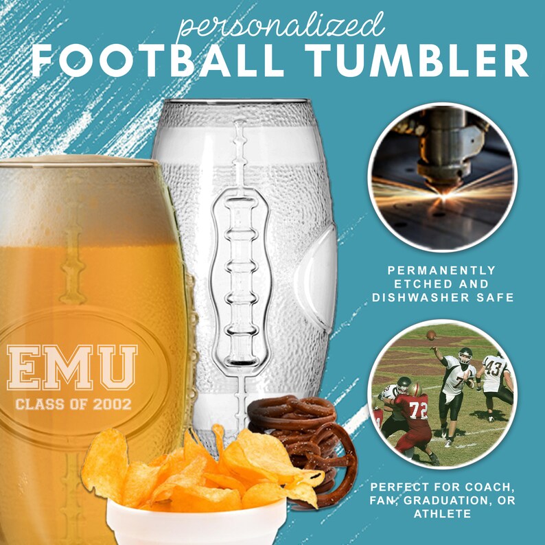 Custom Engraved Football Beer Glass