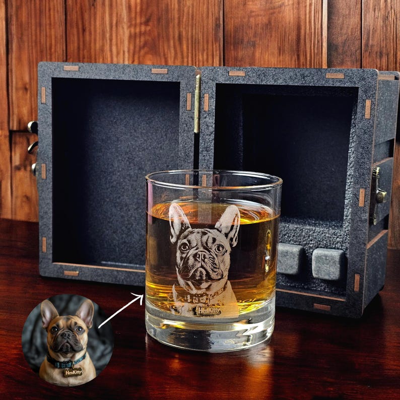 Custom Engraving Pet Photo Portrait Whiskey Glass