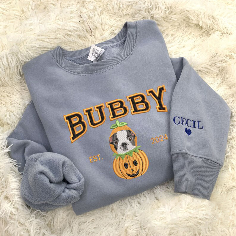 Custom Pet Name Halloween Embroidered Sweatshirt