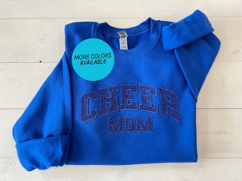 Custom Embroidered Glitter Cheer Mom Shirt