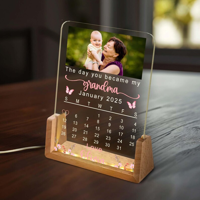 Custom Photo The Day You Became My Grandma Night Light, Mother's Day Gift