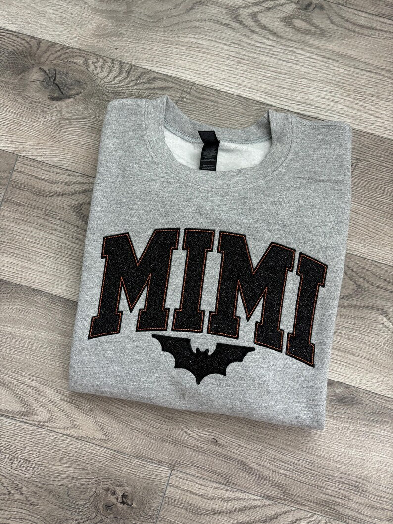 Custom Title Embroidered Halloween Glitter Sweatshirt