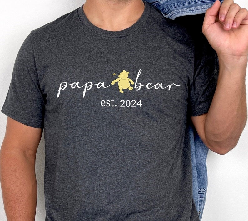 Personalized Papa Bear Shirt, Est With Kid Name Shirt, Gift For Papa, Papa Shirt