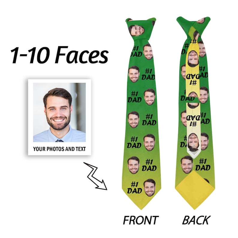 Dad Necktie,Custom Face Necktie,Name on Tie,Custom Father's Day Neck Tie