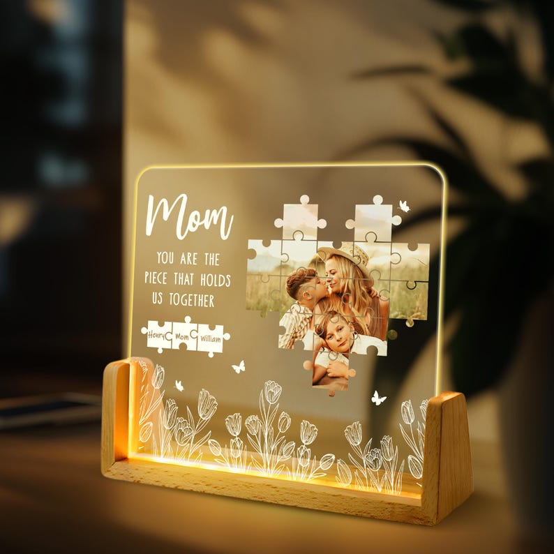 Custom Personalized Photo Piece Night Light Plaque,Mother's Day Gifts