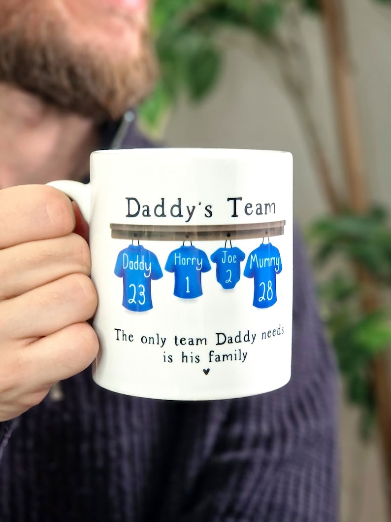 Personalised Mug for Him, Dads Football Team Mug, Birthday Gift for Daddy, Football Dad Gifts