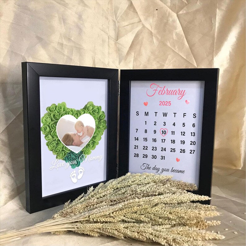 Custom Photo And The Day You Became My Mom Flowers Shadow Box Frame